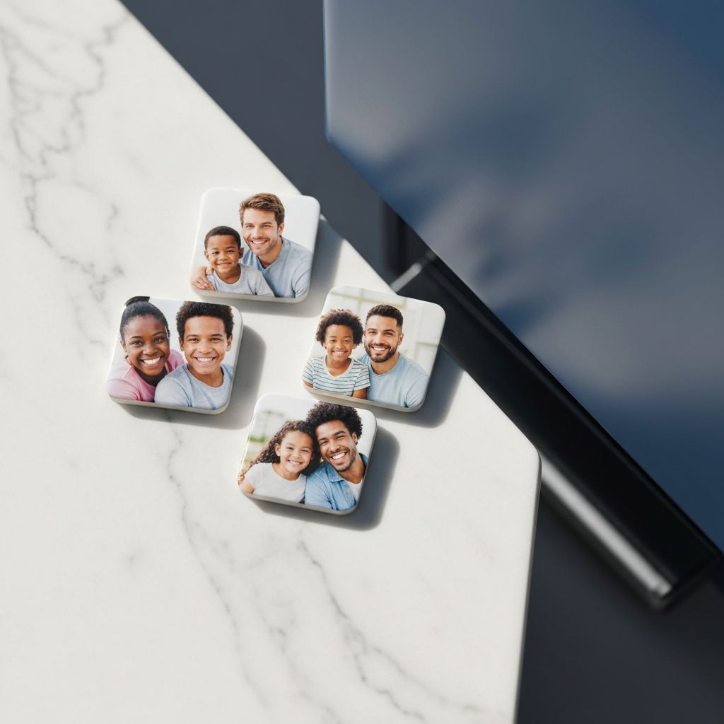 Heladera decorada con imanes personalizados de fotos familiares